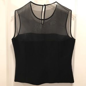 Carlisle black sleeveless partially sheer silk top